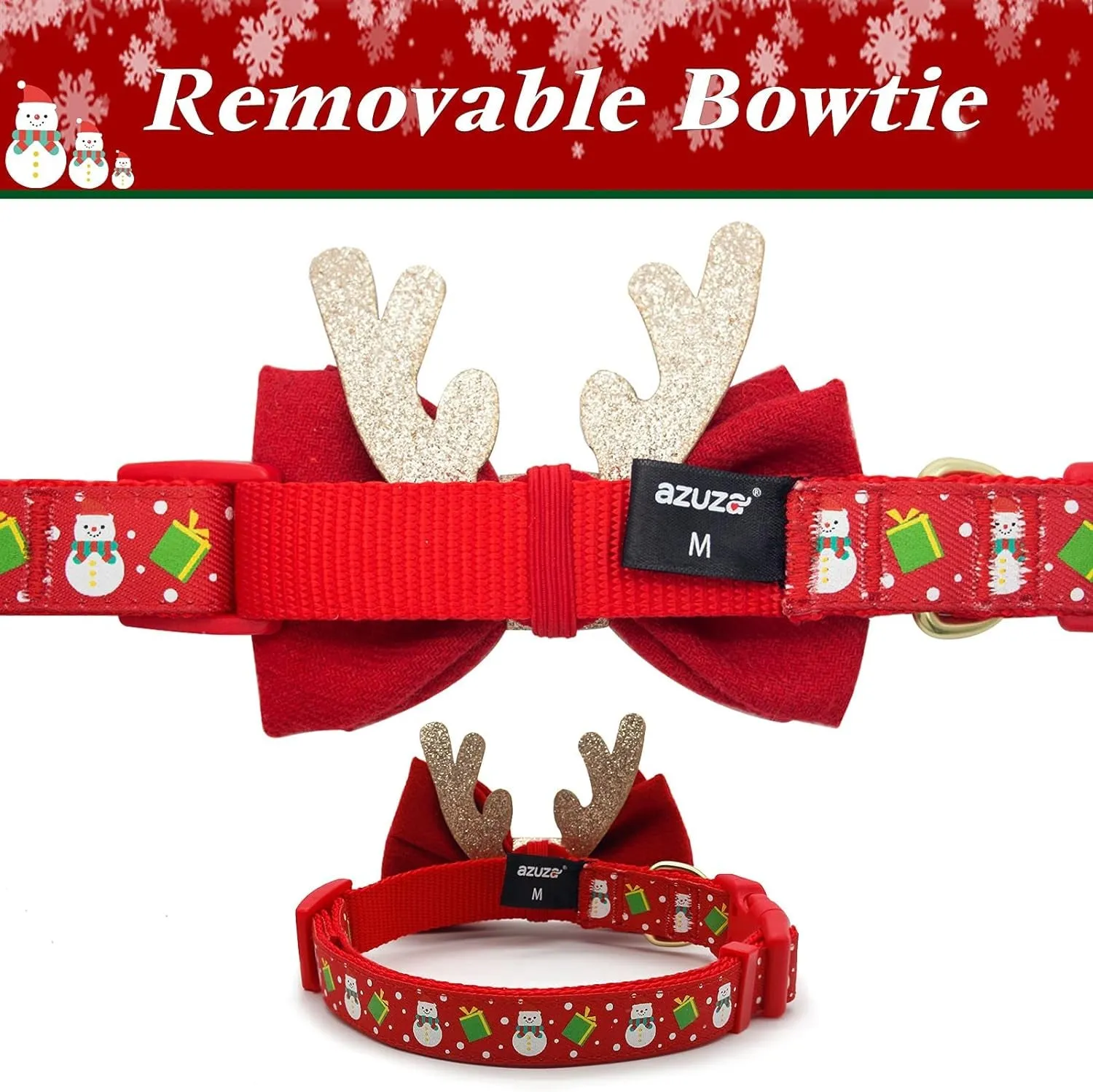 Adjustable Christmas Dog Collar  
Xmas Dog Collar with Antler Bow Tie  
Snowman Dog Collar for Medium Dogs Christmas Dog Collar Adjustable Xmas Dog Collar with Christmas Antler Bow Tie Accessories Snowman Dog Collar for Medium Dogs