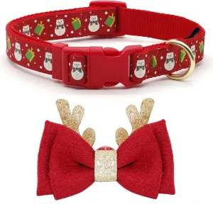Adjustable Christmas Dog Collar  
Xmas Dog Collar with Antler Bow Tie  
Snowman Dog Collar for Medium Dogs Christmas Dog Collar Adjustable Xmas Dog Collar with Christmas Antler Bow Tie Accessories Snowman Dog Collar for Medium Dogs