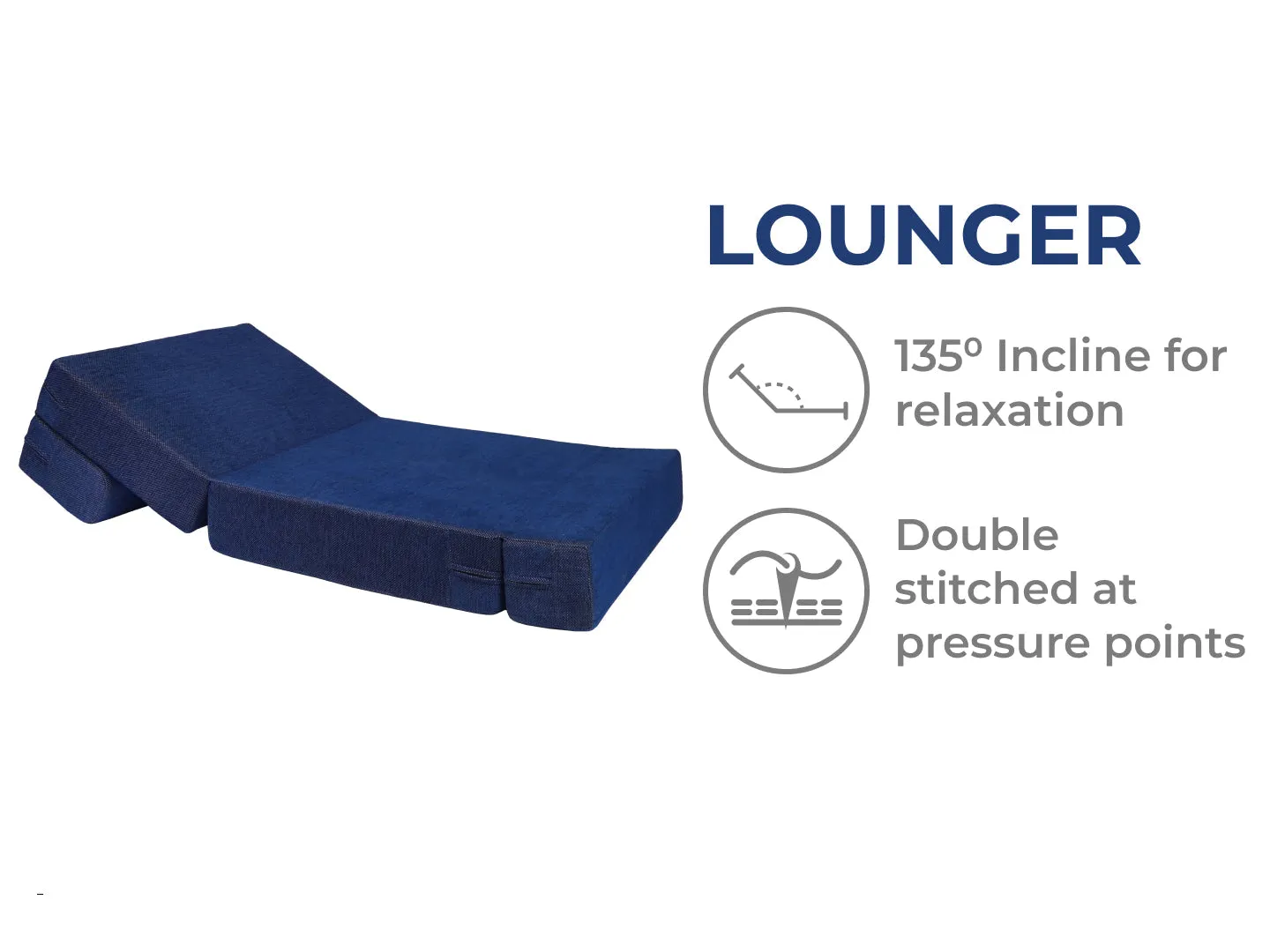 Chenille Sofa Bed, Dotted Blue | 3 x 6.5, Single Seater | Arrow Cushions