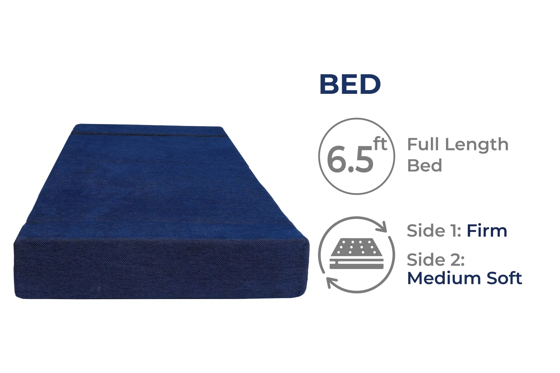 Chenille Sofa Bed, Dotted Blue | 3 x 6.5, Single Seater | Arrow Cushions
