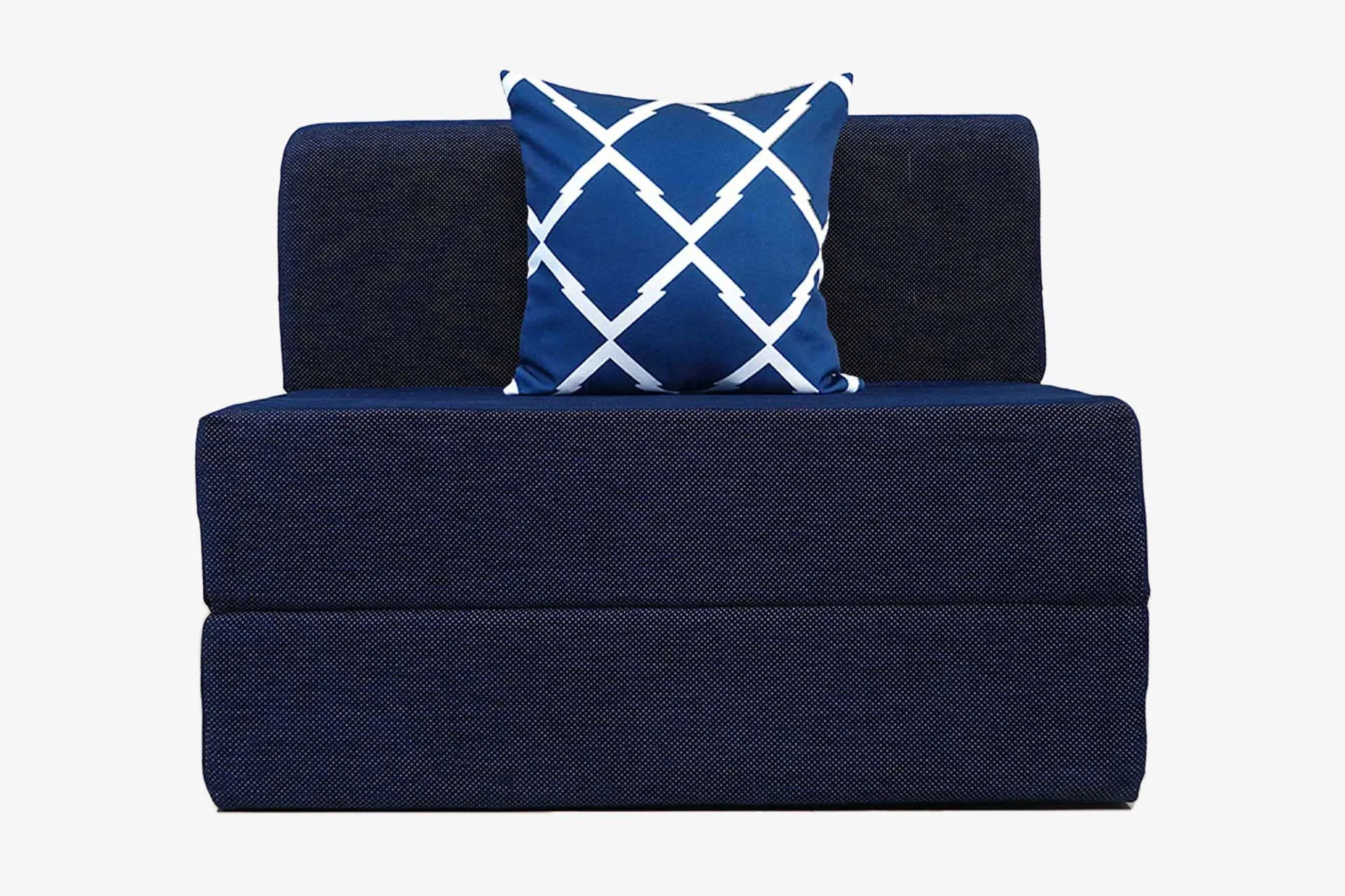 Chenille Sofa Bed, Dotted Blue | 3 x 6.5, Single Seater | Arrow Cushions