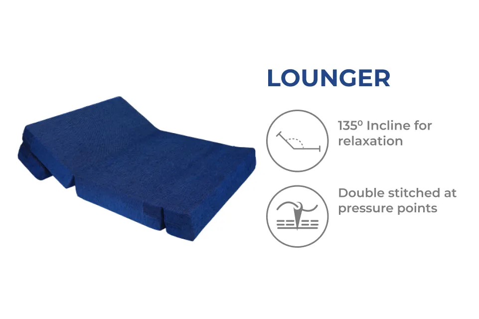 Chenille Sofa Bed, Dotted Blue | 4 x 6.5, Double Seater | 2 Arrow Cushions