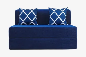 Chenille Sofa Bed, Dotted Blue | 4 x 6.5, Double Seater | 2 Arrow Cushions