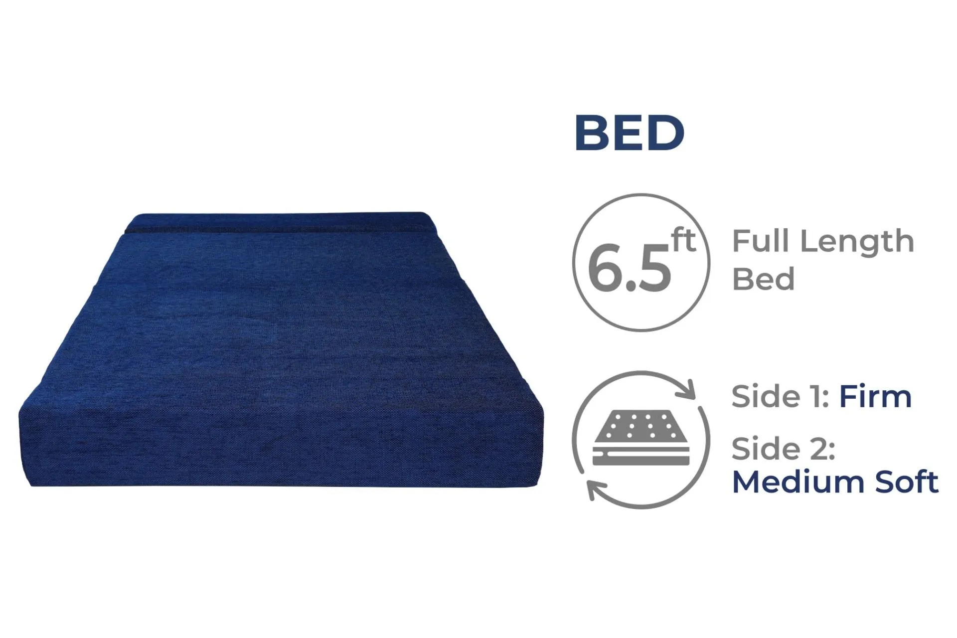 Chenille Sofa Bed, Dotted Blue | 4 x 6.5, Double Seater | 2 Arrow Cushions