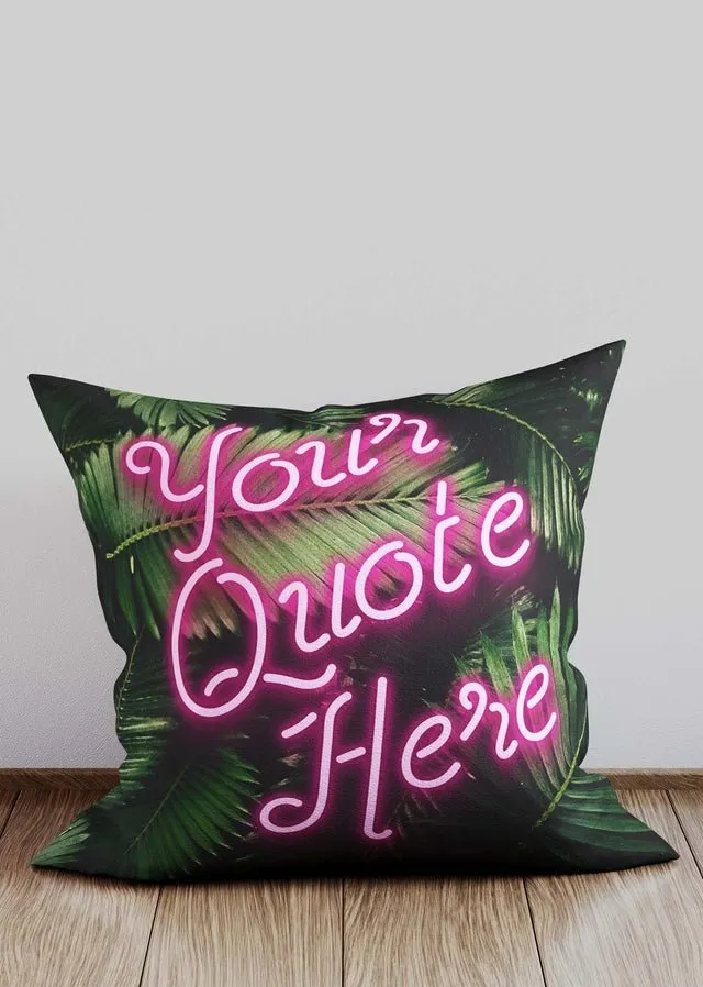 Custom Script Neon Leaves Cushion