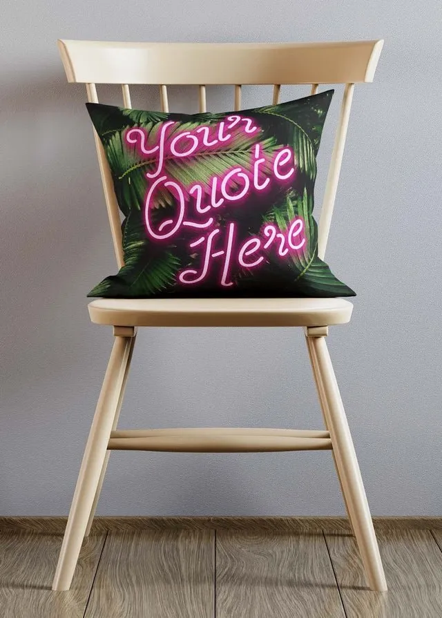 Custom Script Neon Leaves Cushion