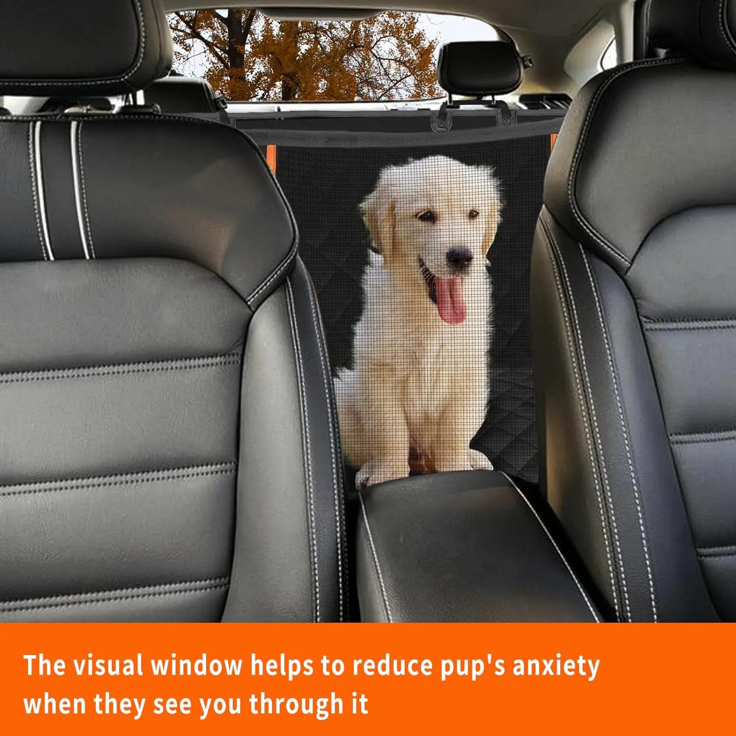 Dog Car Seat Cover,Waterproof Pet Seat Cover with Mesh Visual Window & Seat Belt Opening & Storage Pockets Dog Seat Cover,Wear-Proof Dog Back Seat Hammock for Cars, Trucks and SUV - 147 x 137 cm