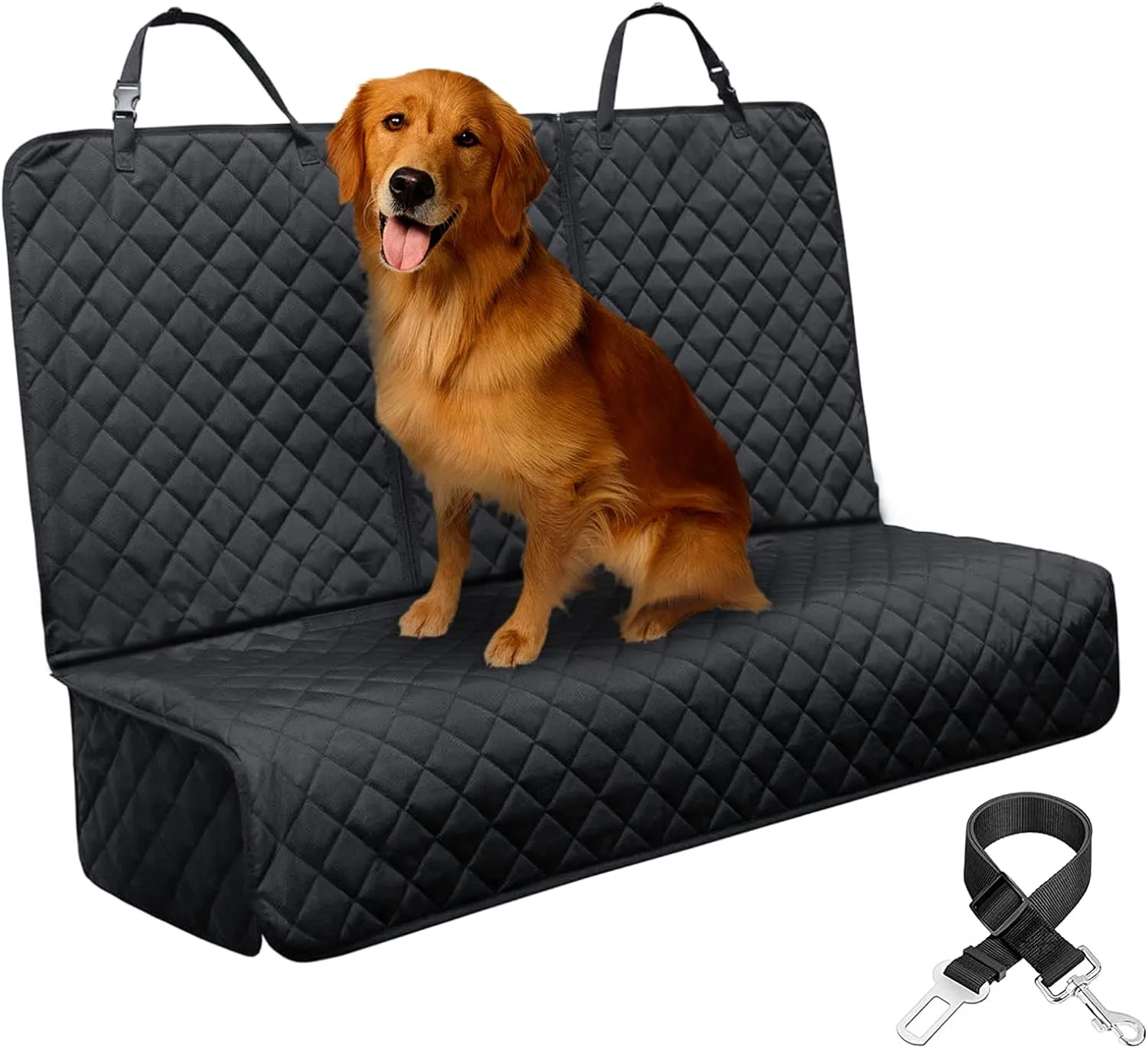 Dog Car Seat Cover,Waterproof Pet Seat Cover with Mesh Visual Window & Seat Belt Opening & Storage Pockets Dog Seat Cover,Wear-Proof Dog Back Seat Hammock for Cars, Trucks and SUV - 147 x 137 cm