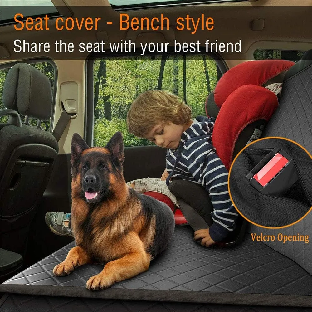 Dog Car Seat Cover,Waterproof Pet Seat Cover with Mesh Visual Window & Seat Belt Opening & Storage Pockets Dog Seat Cover,Wear-Proof Dog Back Seat Hammock for Cars, Trucks and SUV - 147 x 137 cm
