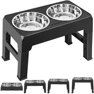 Elevated Dog Bowls 4 Height Adjustable Raised Dog Bowl with 2 Stainless Steel Dog Food Bowls Non-Slip Dog Bowl Stand Adjusts to 3.2”, 8.7”, 10.2”, 11.8” for Small Medium Large Dogs and Pets