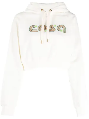 embroidered-logo drawstring hoodie