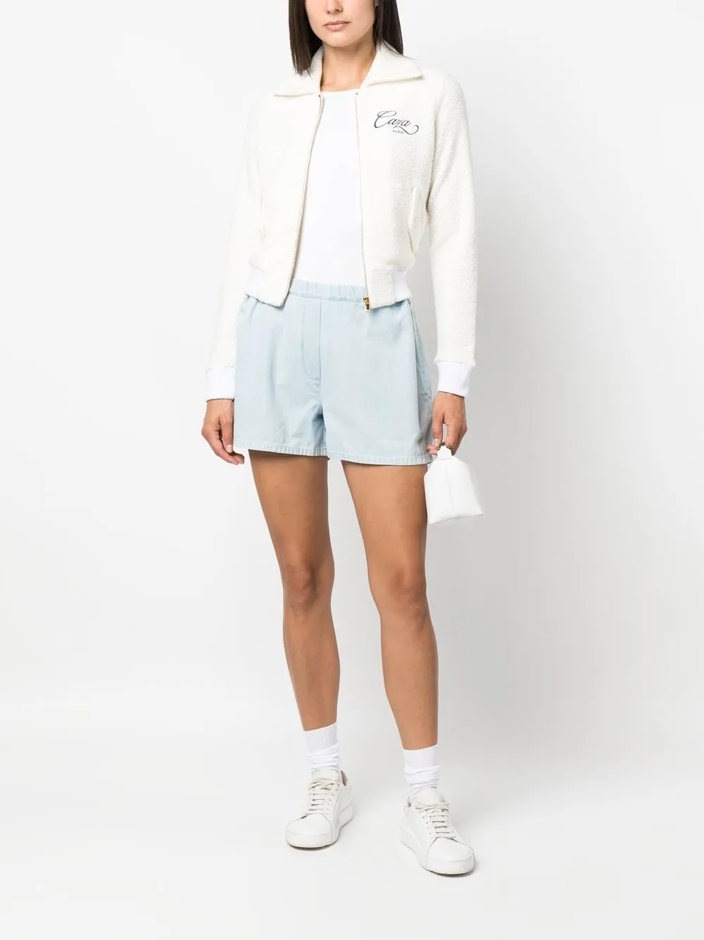 embroidered-logo zip-fastening jacket