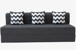 Jute Jumbo Sofa Bed, Dark Grey | 6.5 x 6.5, Three Seater | 3 ZigZag Cushions