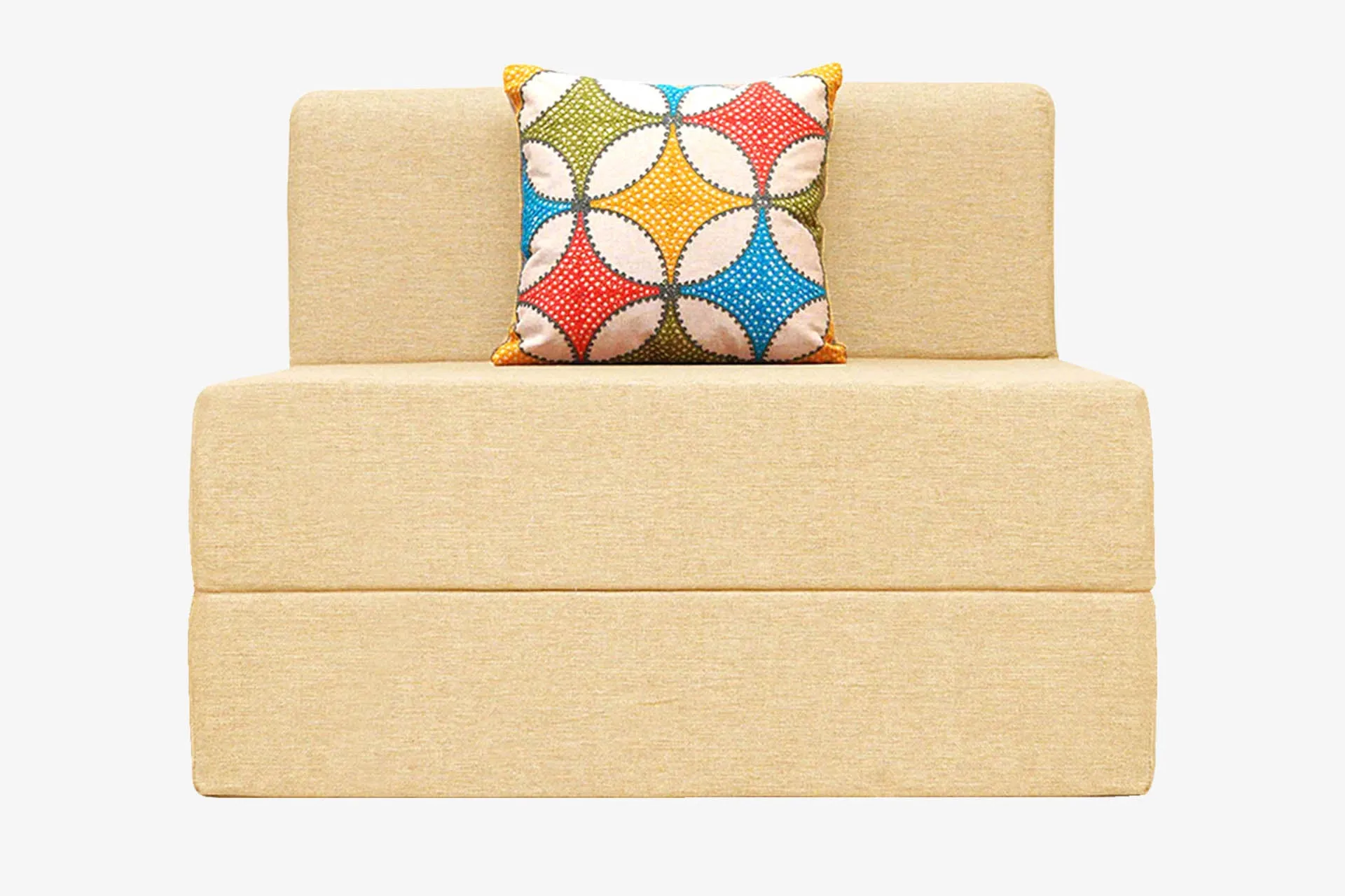 Jute Sofa Bed, Beige | 3 x 6, Single Seater | Jharoka Cushions