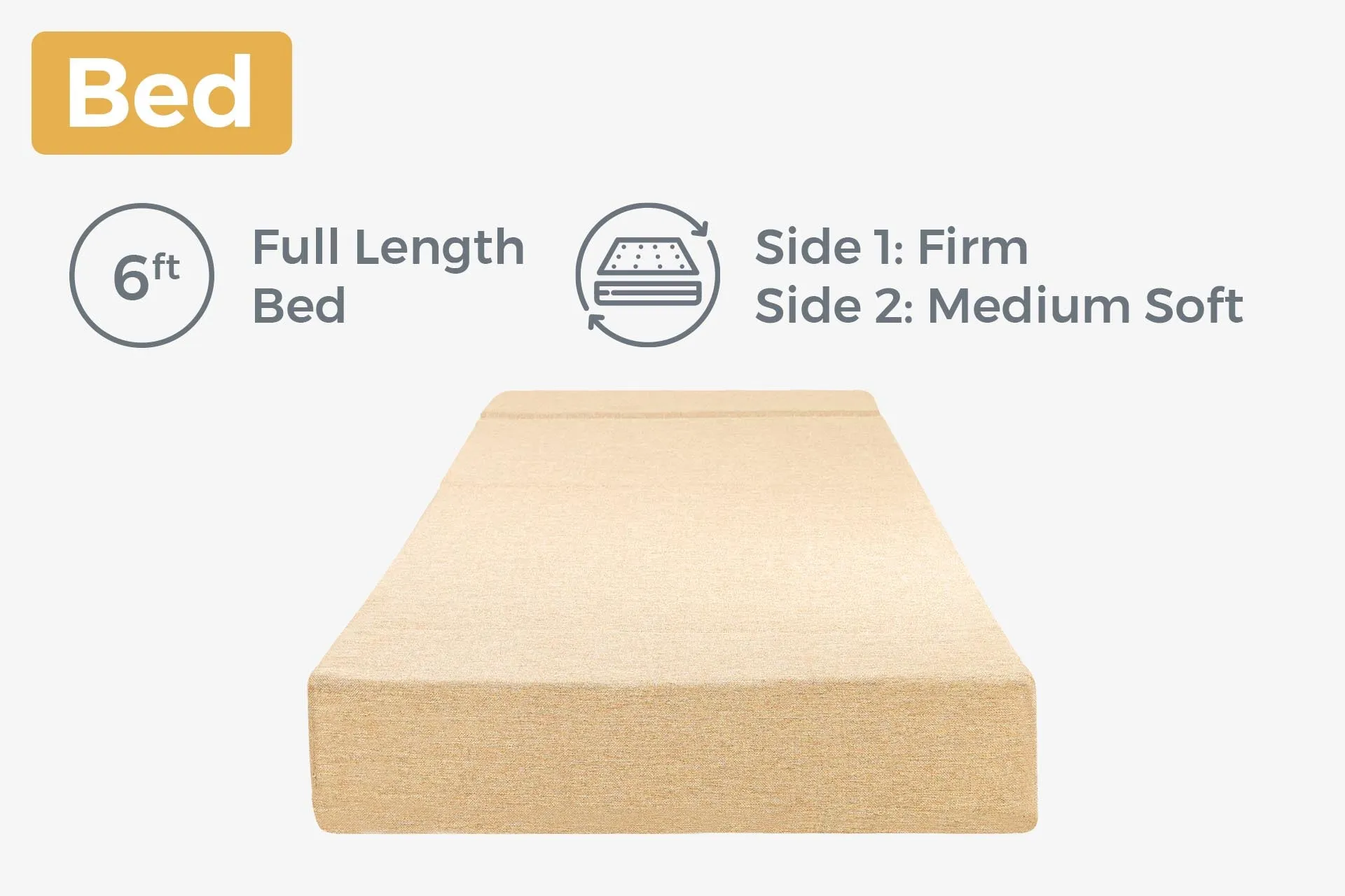 Jute Sofa Bed, Beige | 3 x 6, Single Seater | Jharoka Cushions
