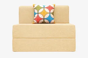 Jute Sofa Bed, Beige | 3 x 6, Single Seater | Jharoka Cushions