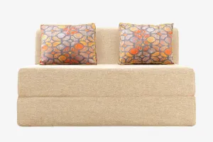 Jute Sofa Bed, Beige | 4 x 6, Double Seater | 2 Riverstone Cushions
