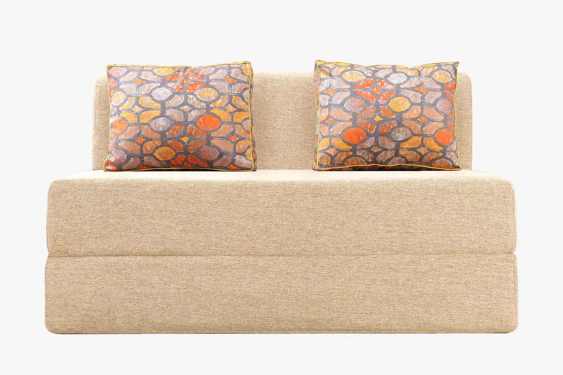 Jute Sofa Bed, Beige | 4 x 6, Double Seater | 2 Riverstone Cushions