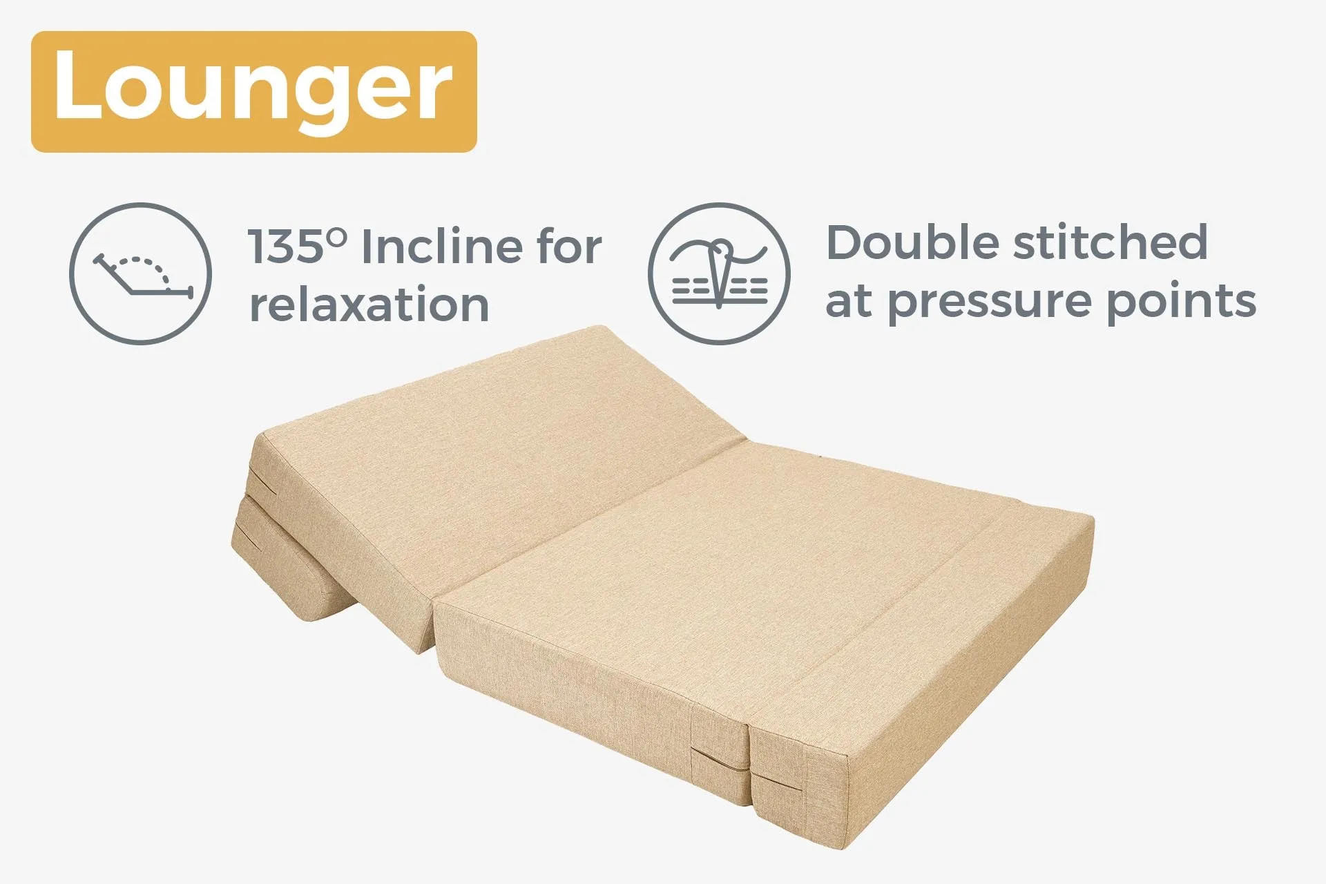 Jute Sofa Bed, Beige | 4 x 6, Double Seater | 2 Riverstone Cushions
