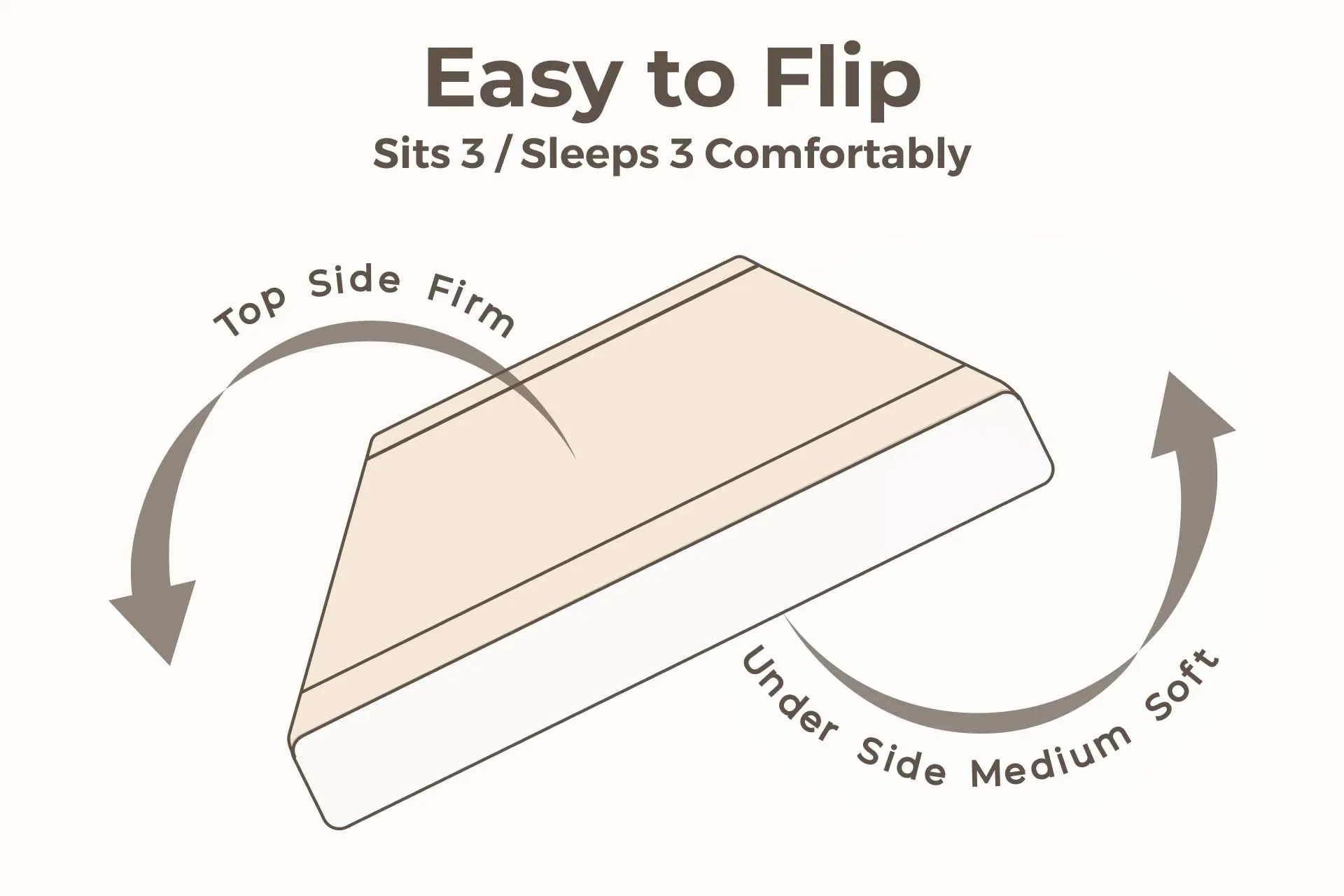 Jute Sofa Bed, Beige | 6 x 6, Three Seater | 3 Beige Zigzag Cushions