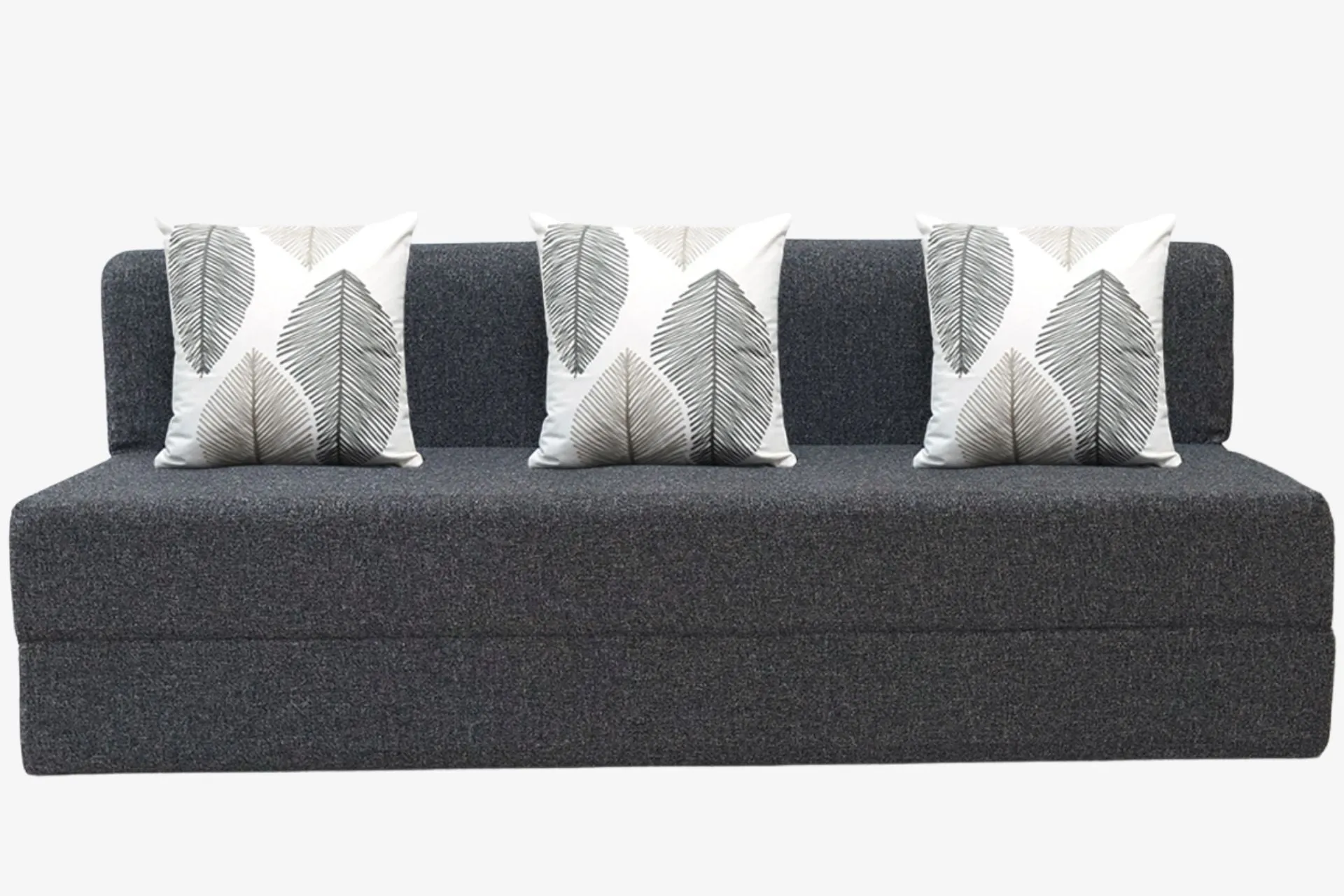Jute Sofa Bed, Dark Grey | 6.5 x 6, Three Seater | 3 Thread Bare Cushions