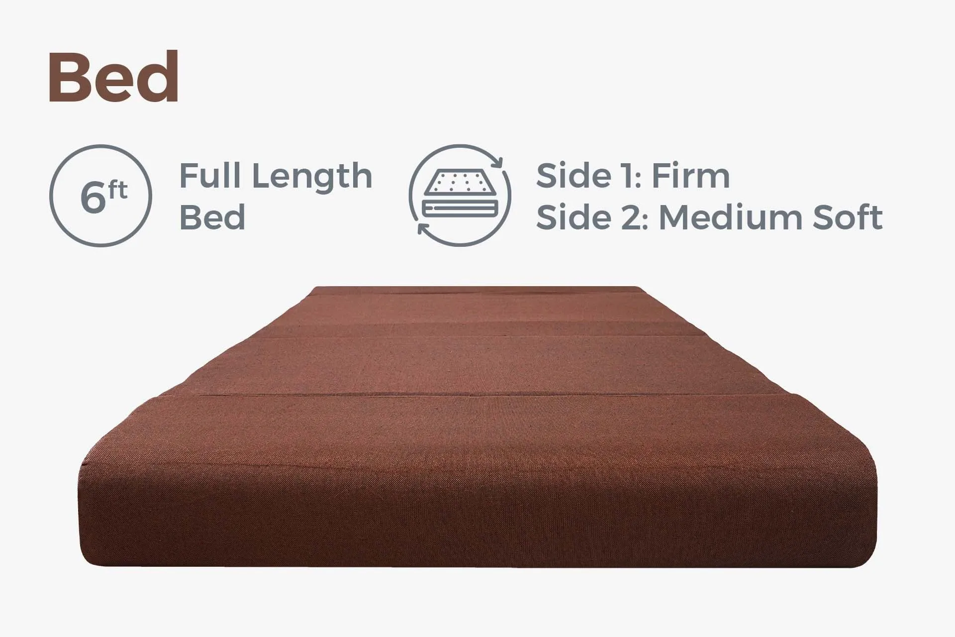 Jute Sofa Bed, Malt Brown | 5 x 6, Three Seater | 2 Jharokha Cushions