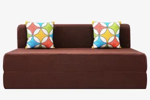 Jute Sofa Bed, Malt Brown | 5 x 6, Three Seater | 2 Jharokha Cushions