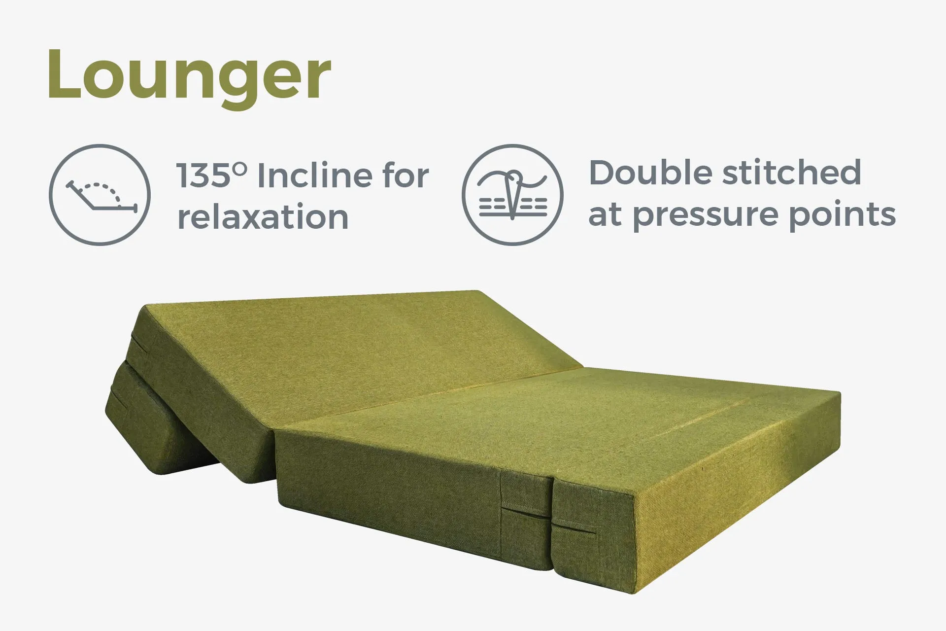 Jute Sofa Bed, Olive Green | 5 x 6, Three Seater | 2 Green Morpankhi Cushions