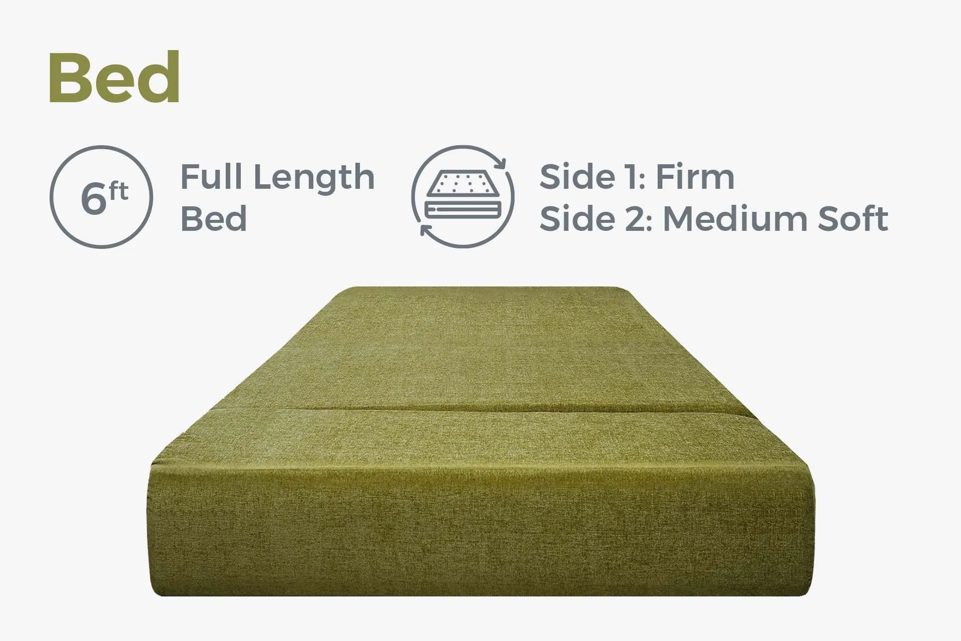 Jute Sofa Bed, Olive Green | 5 x 6, Three Seater | 2 Jharokha Cushion