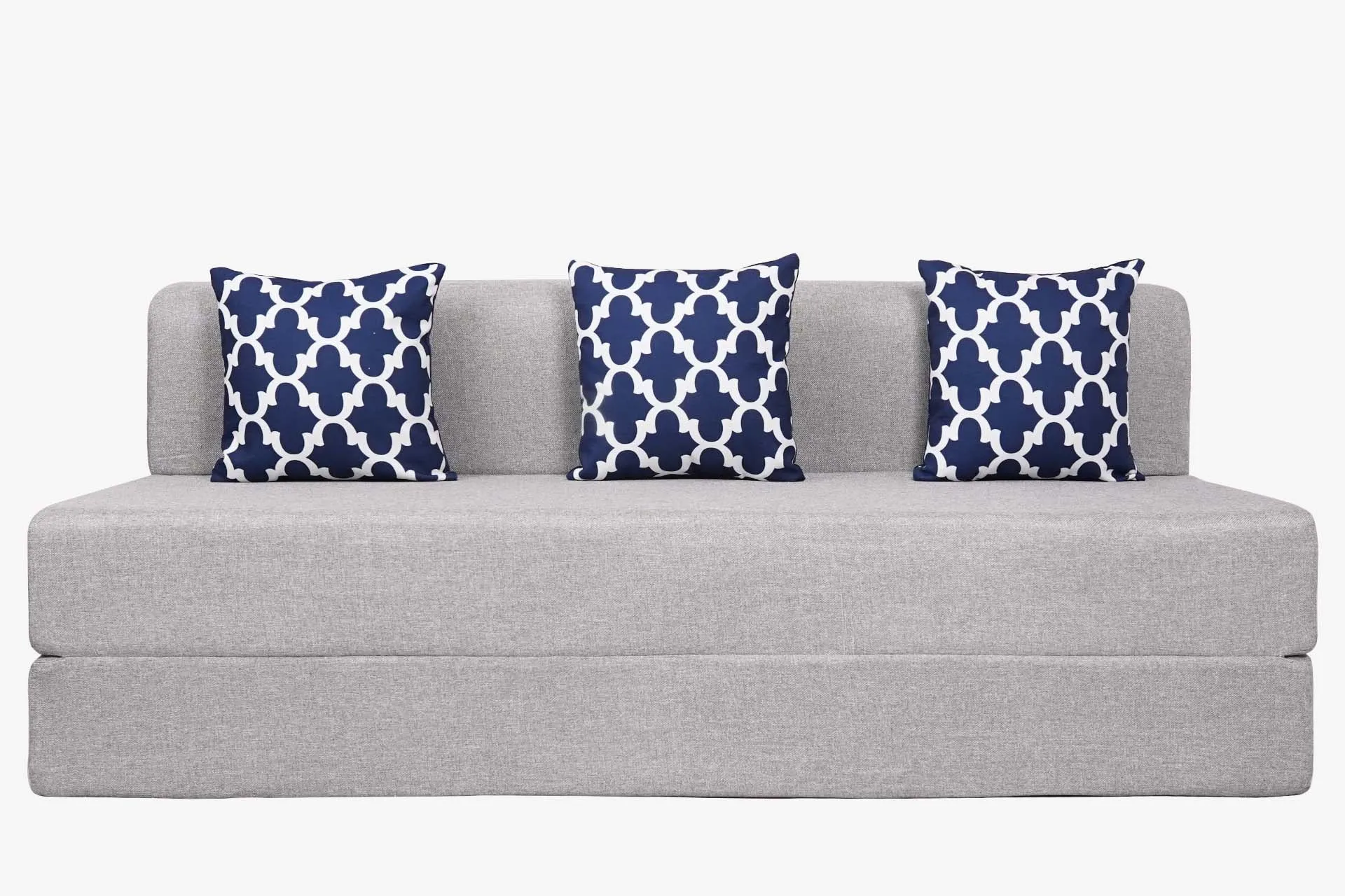 Jute Sofa Bed, Silver | 6 x 6, Three Seater | 3 Semicircle Cushions