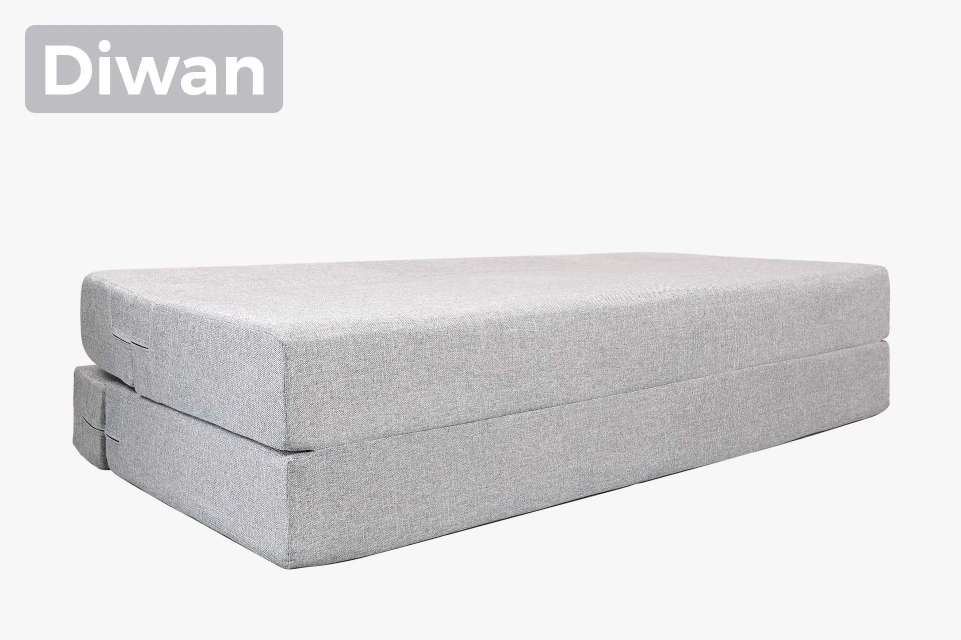 Jute Sofa Bed, Silver | 6 x 6, Three Seater | 3 Semicircle Cushions