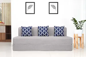 Jute Sofa Bed, Silver | 6 x 6, Three Seater | 3 Semicircle Cushions