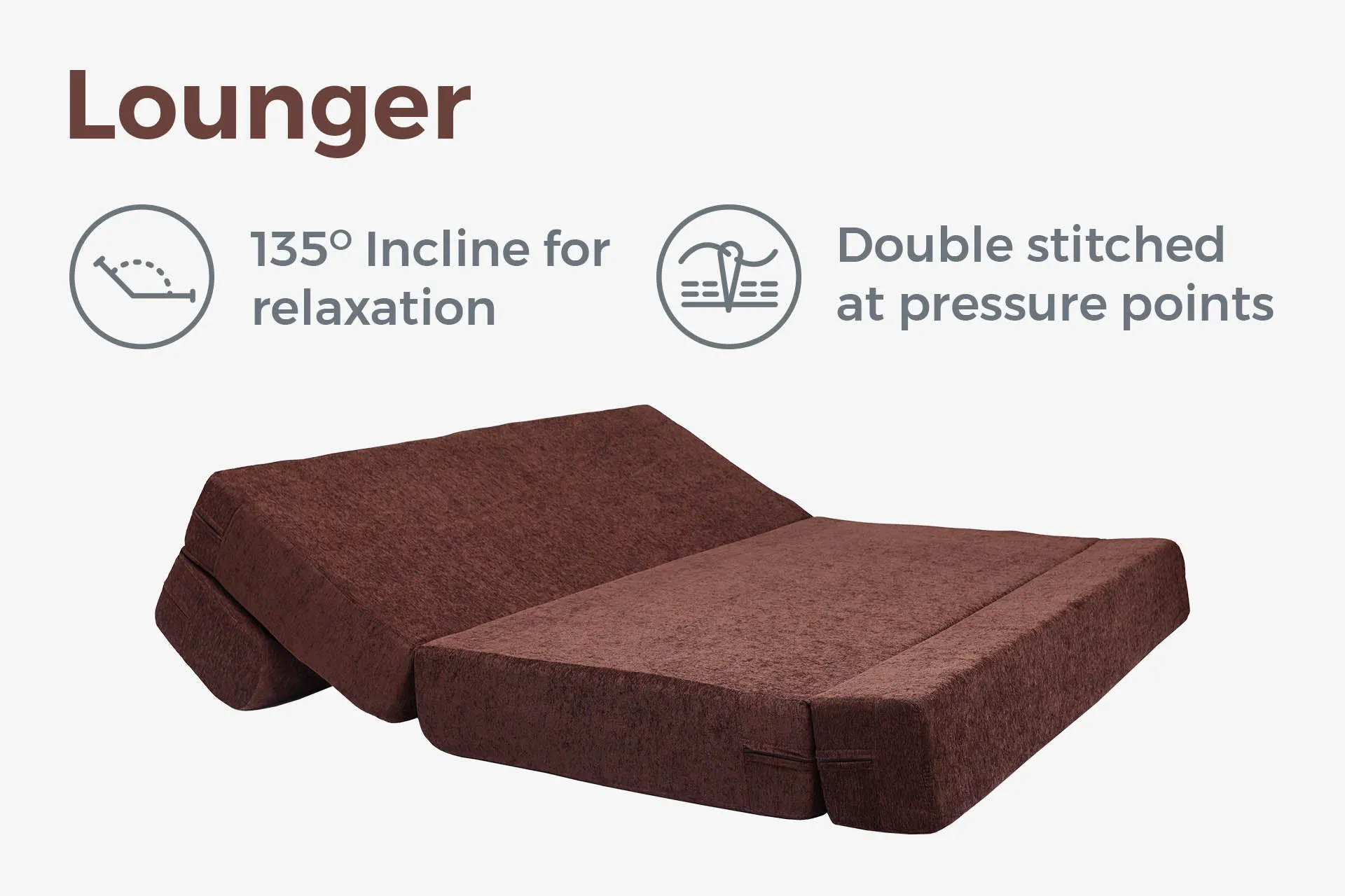 Molfino Sofa Bed, Brown | 5 x 6, Three Seater | 2 Jharoka Cushions