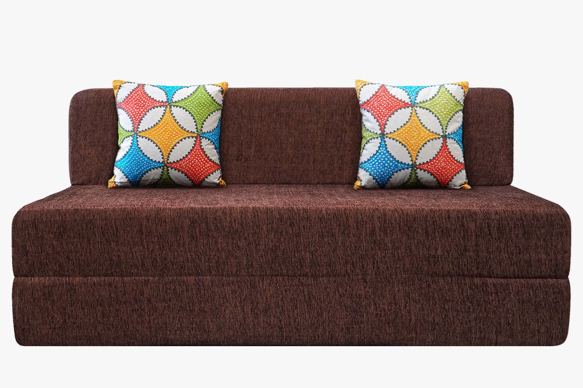 Molfino Sofa Bed, Brown | 5 x 6, Three Seater | 2 Jharoka Cushions