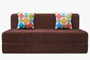 Molfino Sofa Bed, Brown | 5 x 6, Three Seater | 2 Jharoka Cushions