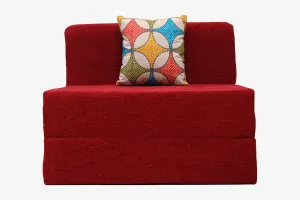Molfino Sofa Bed, Maroon | 3 x 6, Single Seater | Jharoka Cushions