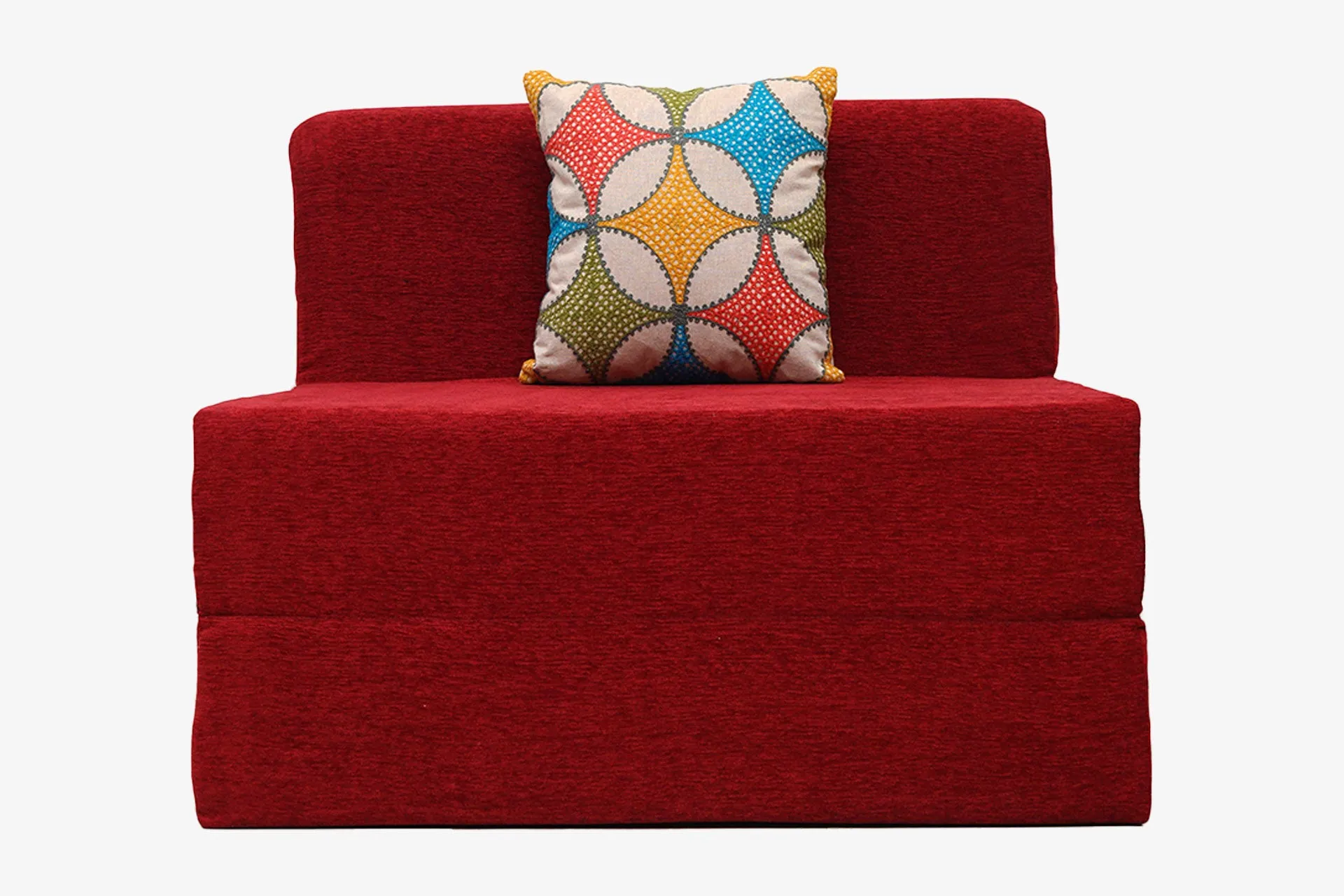 Molfino Sofa Bed, Maroon | 3 x 6, Single Seater | Jharoka Cushions