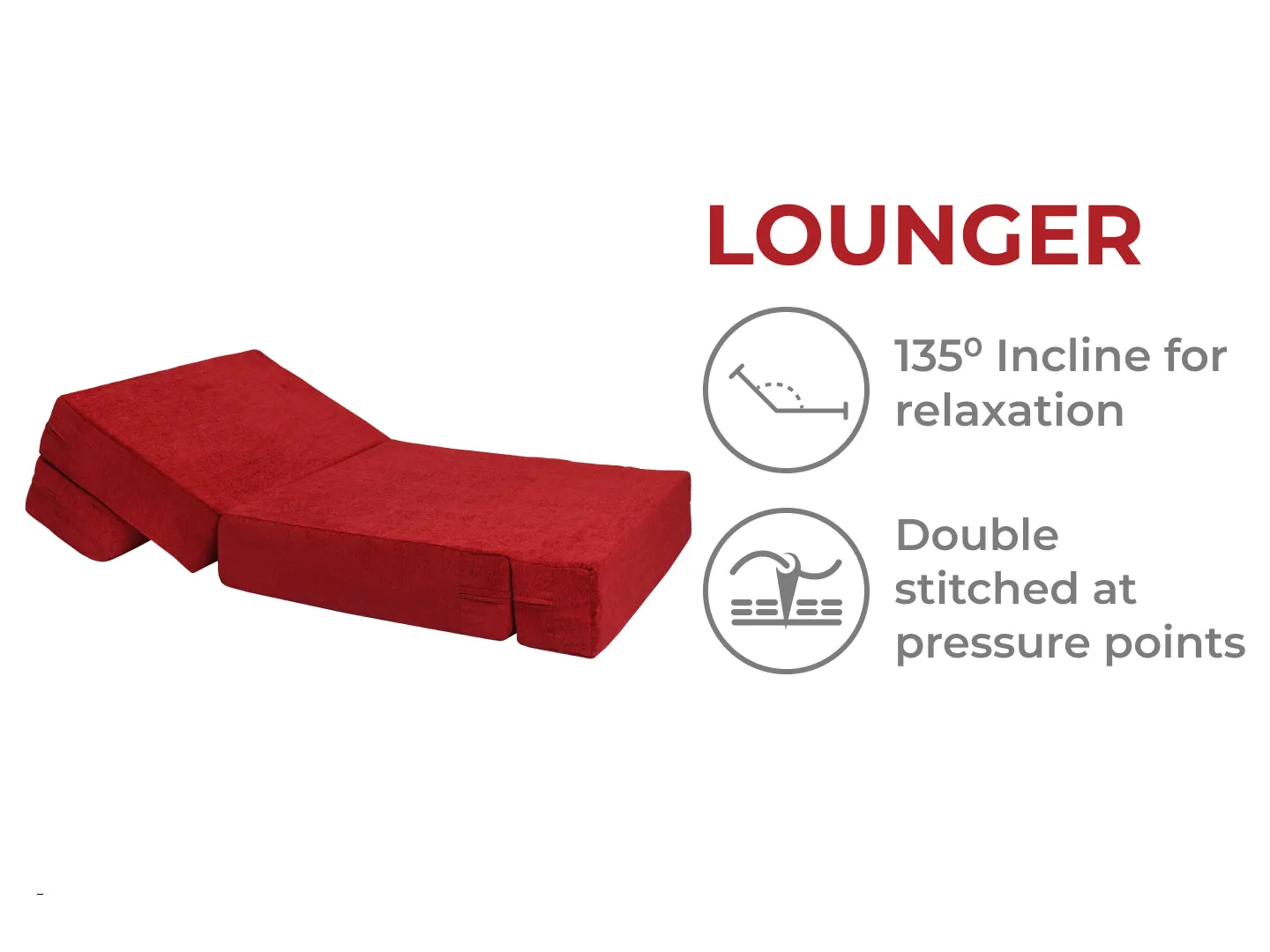 Molfino Sofa Bed, Maroon | 3 x 6, Single Seater | Jharoka Cushions