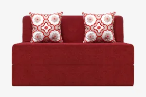 Molfino Sofa Bed, Maroon | 4 x 6, Double Seater | 2 Red Quartet Cushions
