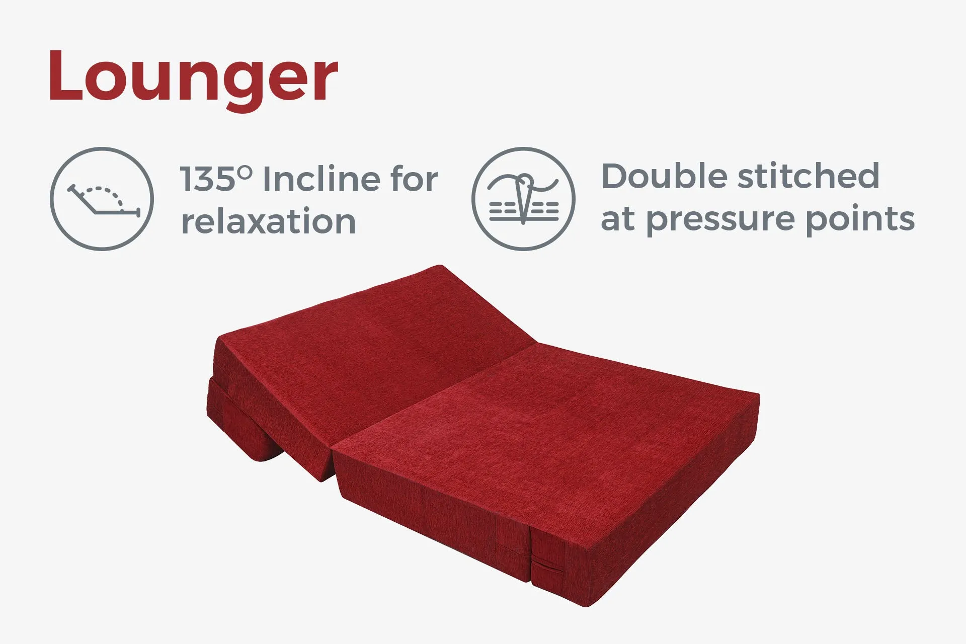 Molfino Sofa Bed, Maroon | 4 x 6, Double Seater | 2 Red Quartet Cushions