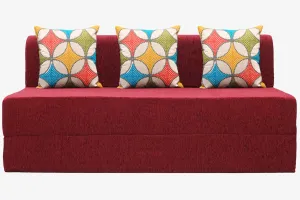 Molfino Sofa Bed, Maroon | 5 x 6, Three Seater | 3 Jharoka Cushions