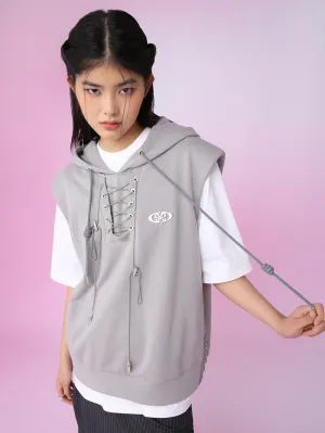 MUKZIN Casual Gray Hat Simple Sleeveless Hoodie