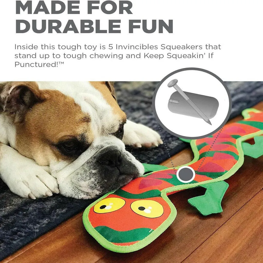 Outward Hound Fire Biterz Gecko Plush Firehose Material Dog Toy, Large