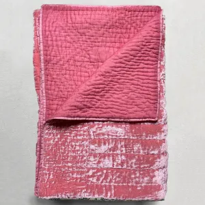 Silk Velvet Throw in Sorbet Pink