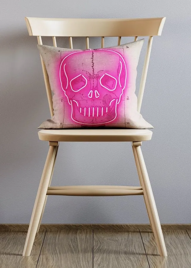 Vintage Neon Skull Cushion