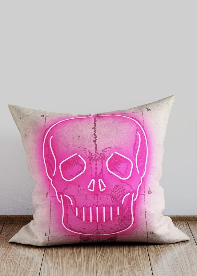Vintage Neon Skull Cushion
